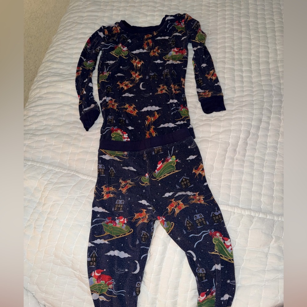 Little Sleepies Navy Holiday Santa’s Reindeer Pajama Set